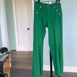 Emerald green boot leg slacks